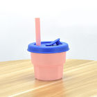 Reusable Nontoxic Silicone Cup With Straw , Portable Silicone Smoothie Cup