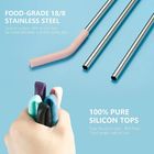 Straight Metal Straw Silicone Tip Portable , Stainless Steel Straw With Silicone Tip