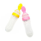 Toxin Free Feeding Bottle With Spoon , Silicone Squeeze Feeder With Dust Cover